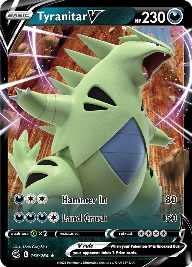 Tyranitar V (158/264) [Sword & Shield: Fusion Strike] | Dumpster Cat Games