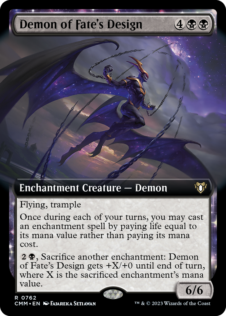 Demon of Fate's Design (Extended Art) [Commander Masters] | Dumpster Cat Games