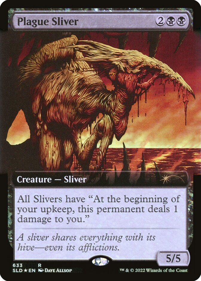 Plague Sliver (Extended Art) (Step-and-Compleat Foil) [Secret Lair Drop Promos] | Dumpster Cat Games