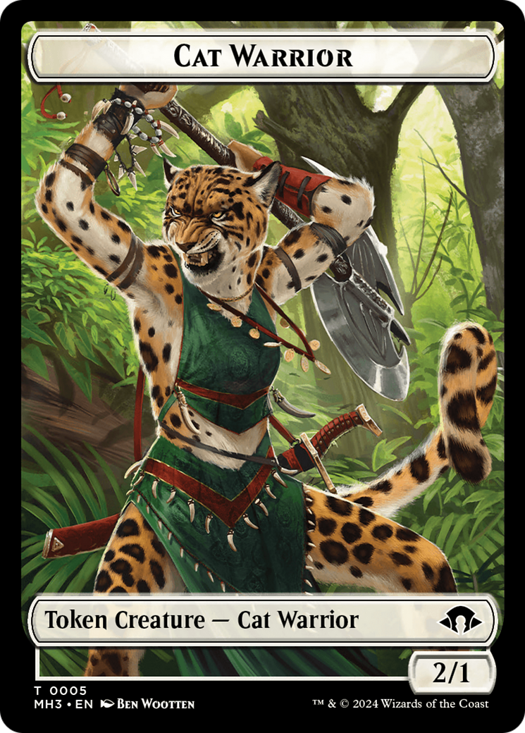 Cat Warrior // Energy Reserve Double-Sided Token [Modern Horizons 3 Tokens] | Dumpster Cat Games