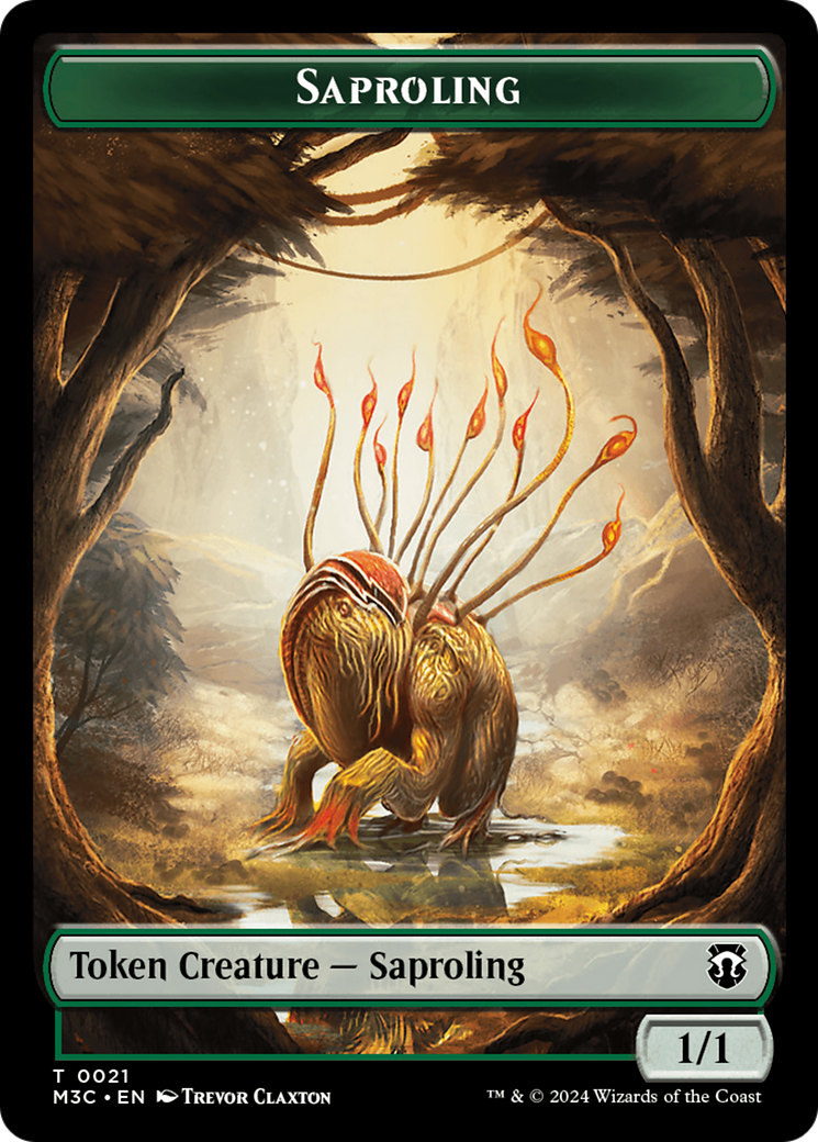 Tarmogoyf (Ripple Foil) // Saproling Double-Sided Token [Modern Horizons 3 Commander Tokens] | Dumpster Cat Games