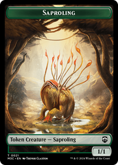 Tarmogoyf (Ripple Foil) // Saproling Double-Sided Token [Modern Horizons 3 Commander Tokens] | Dumpster Cat Games