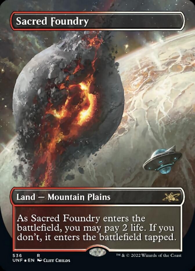 Sacred Foundry (Borderless) (Galaxy Foil) [Unfinity] | Dumpster Cat Games