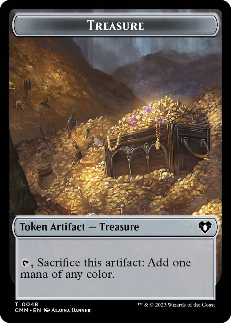 Treasure // Cat (0005) Double-Sided Token [Commander Masters Tokens] | Dumpster Cat Games