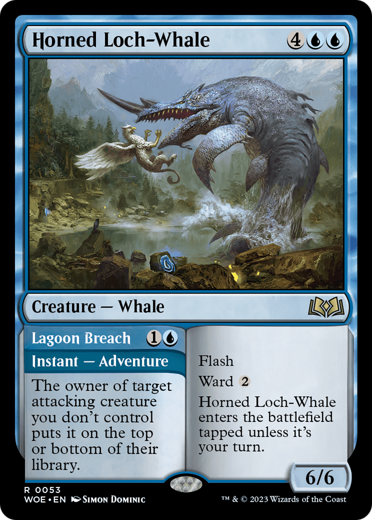 Horned Loch-Whale // Lagoon Breach [Wilds of Eldraine] | Dumpster Cat Games