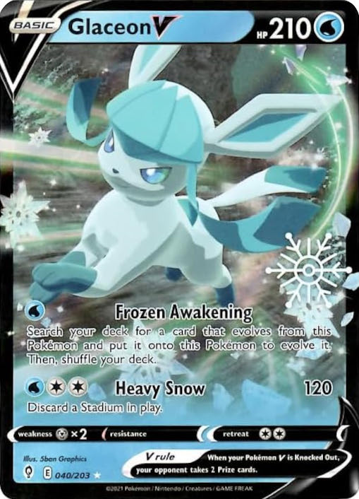 Glaceon V (040/203) (Holiday Calendar) [Sword & Shield: Evolving Skies] | Dumpster Cat Games