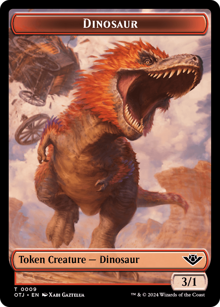 Mercenary // Dinosaur Double-Sided Token [Outlaws of Thunder Junction Tokens] | Dumpster Cat Games