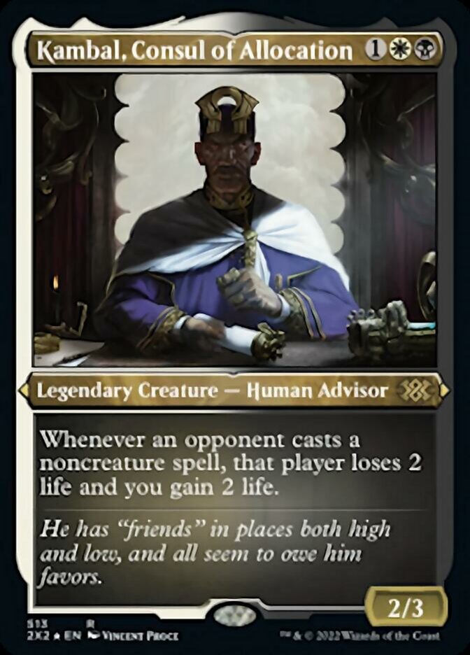 Kambal, Consul of Allocation (Foil Etched) [Double Masters 2022] | Dumpster Cat Games