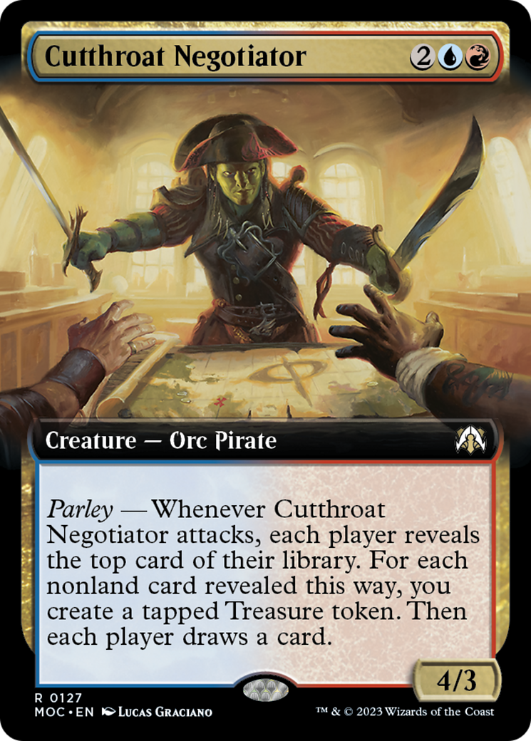 Cutthroat Negotiator (Extended Art) [March of the Machine Commander] | Dumpster Cat Games