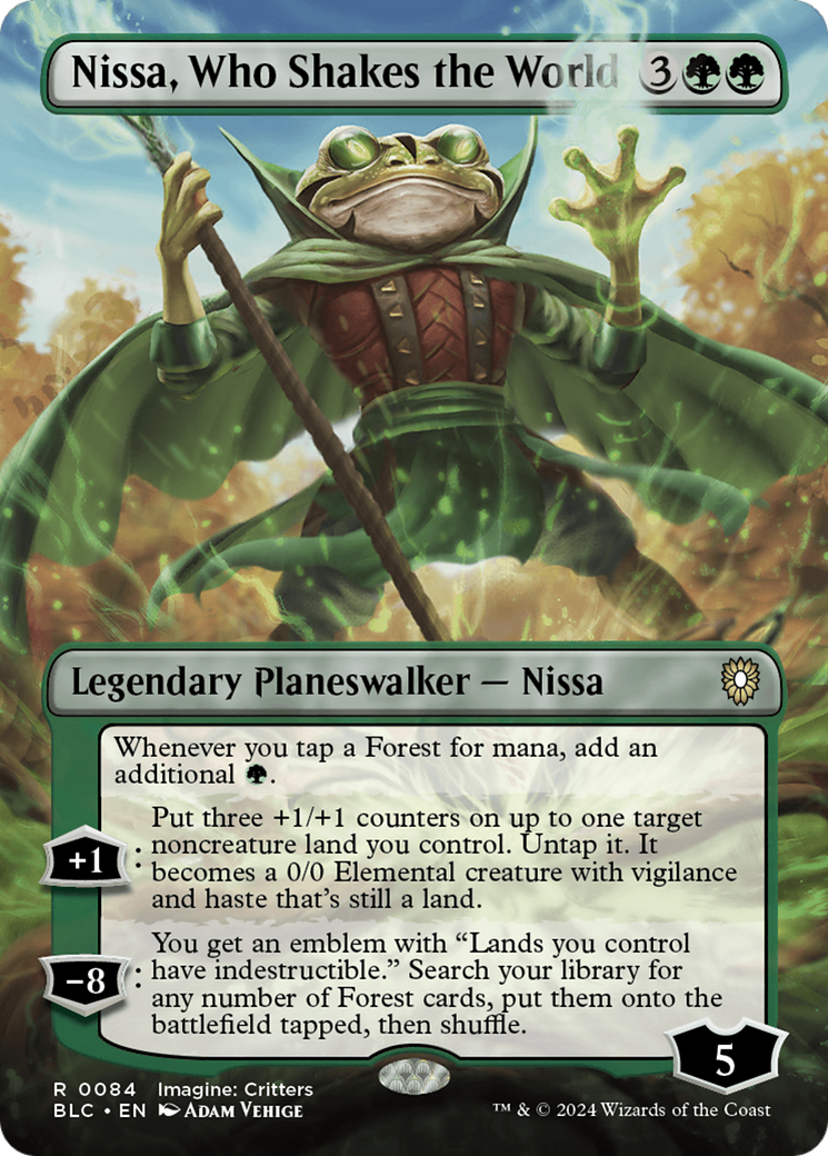 Nissa, Who Shakes the World (Borderless) [Bloomburrow Commander] | Dumpster Cat Games