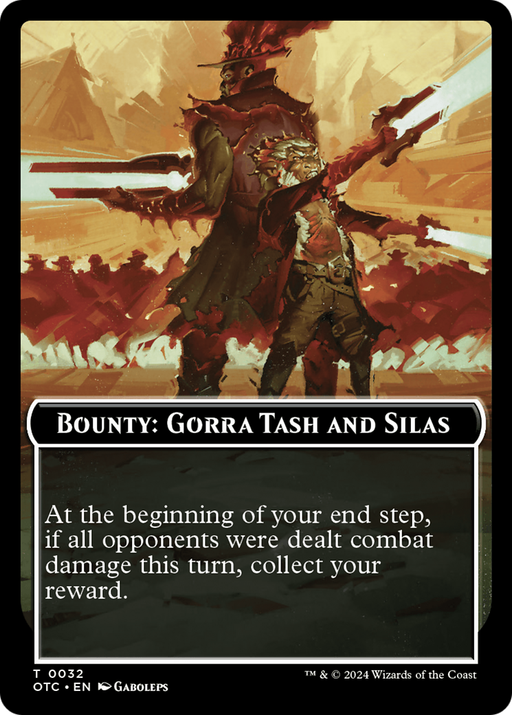 Bounty: Gorra Tash and Silas // Bounty Rules Double-Sided Token [Outlaws of Thunder Junction Commander Tokens] | Dumpster Cat Games