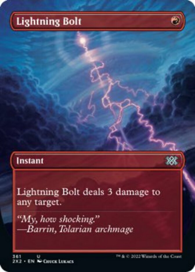 Lightning Bolt (Borderless Alternate Art) [Double Masters 2022] | Dumpster Cat Games