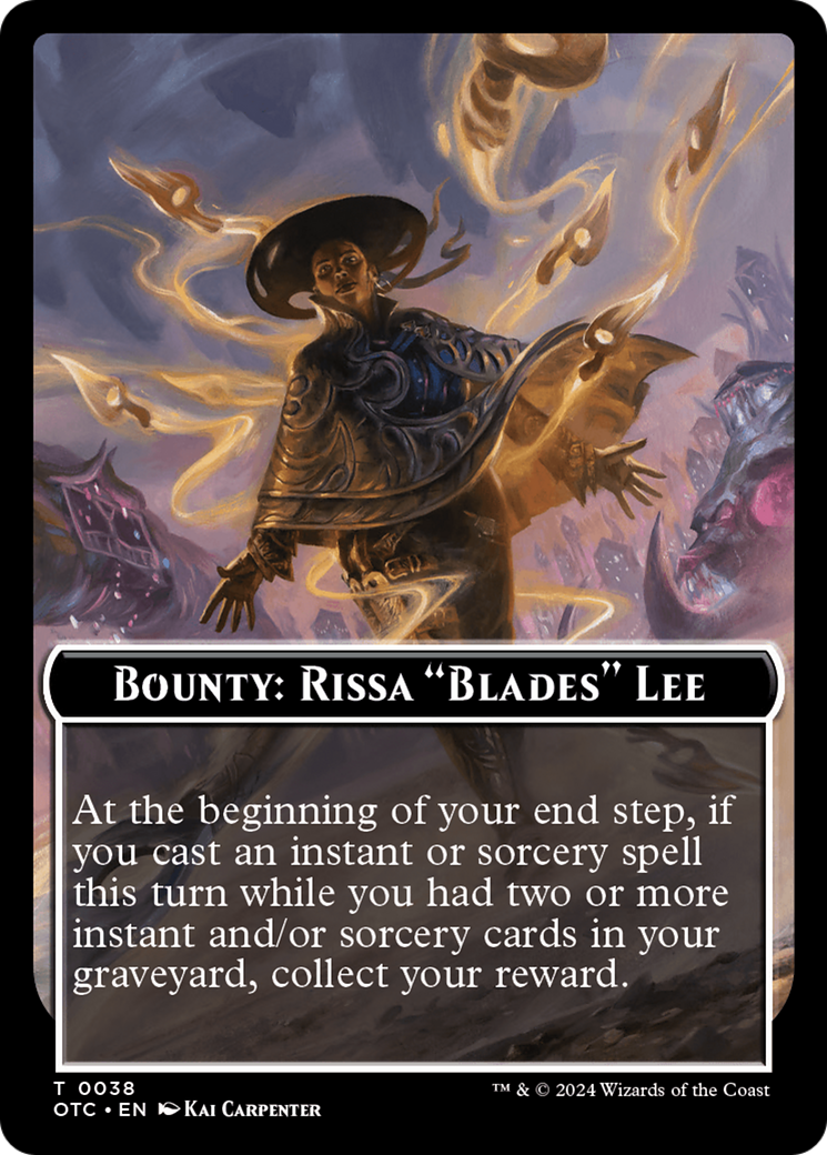 Bounty: Rissa "Blades" Lee // Bounty Rules Double-Sided Token [Outlaws of Thunder Junction Commander Tokens] | Dumpster Cat Games