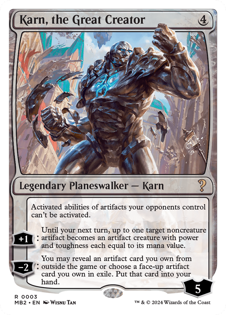 Karn, the Great Creator (White Border) [Mystery Booster 2] | Dumpster Cat Games