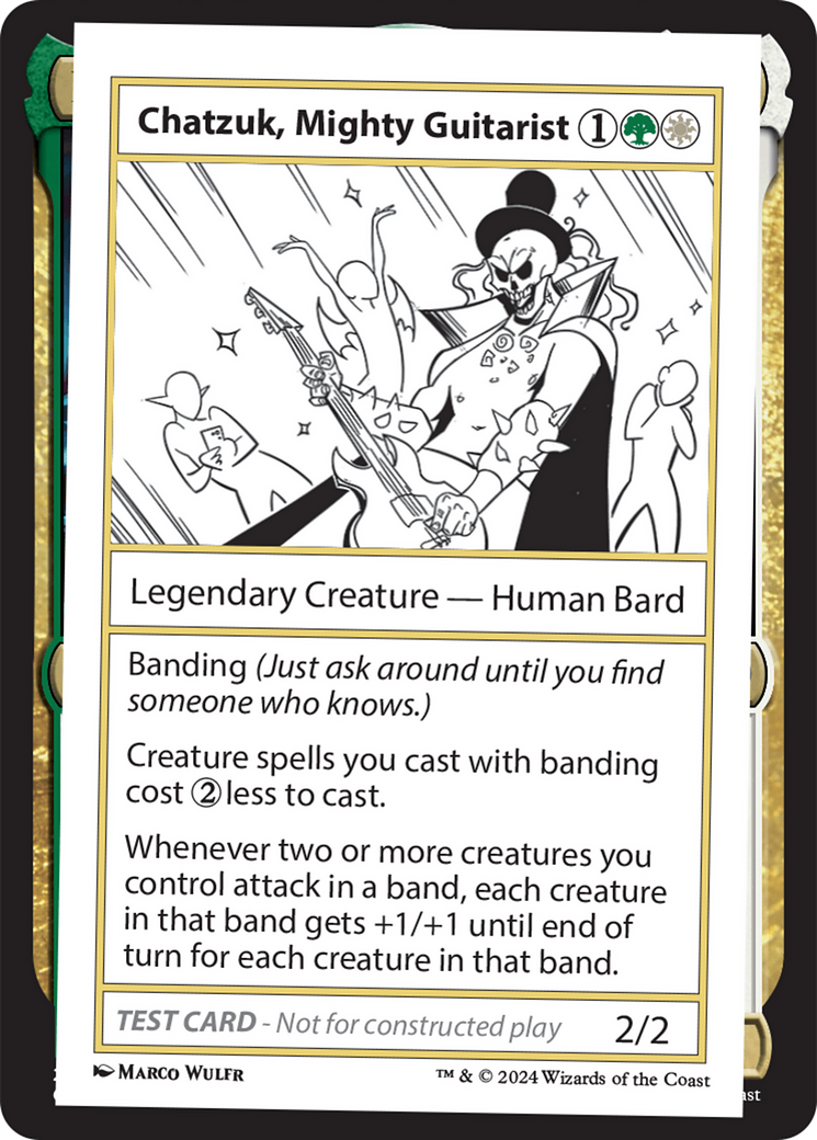 Chatzuk, Mighty Guitarist [Mystery Booster 2 Playtest Cards] | Dumpster Cat Games