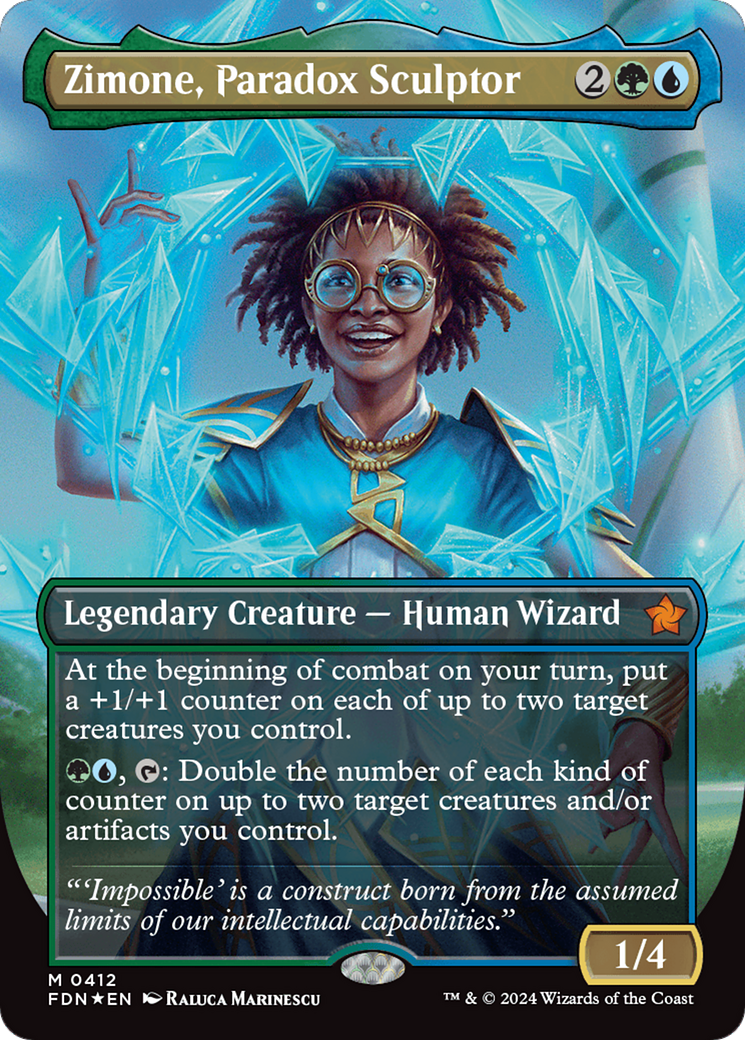 Zimone, Paradox Sculptor (Borderless) (Mana Foil) [Foundations] | Dumpster Cat Games