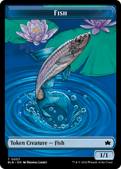 Fish // Warren Warleader Double-Sided Token [Bloomburrow Tokens] | Dumpster Cat Games