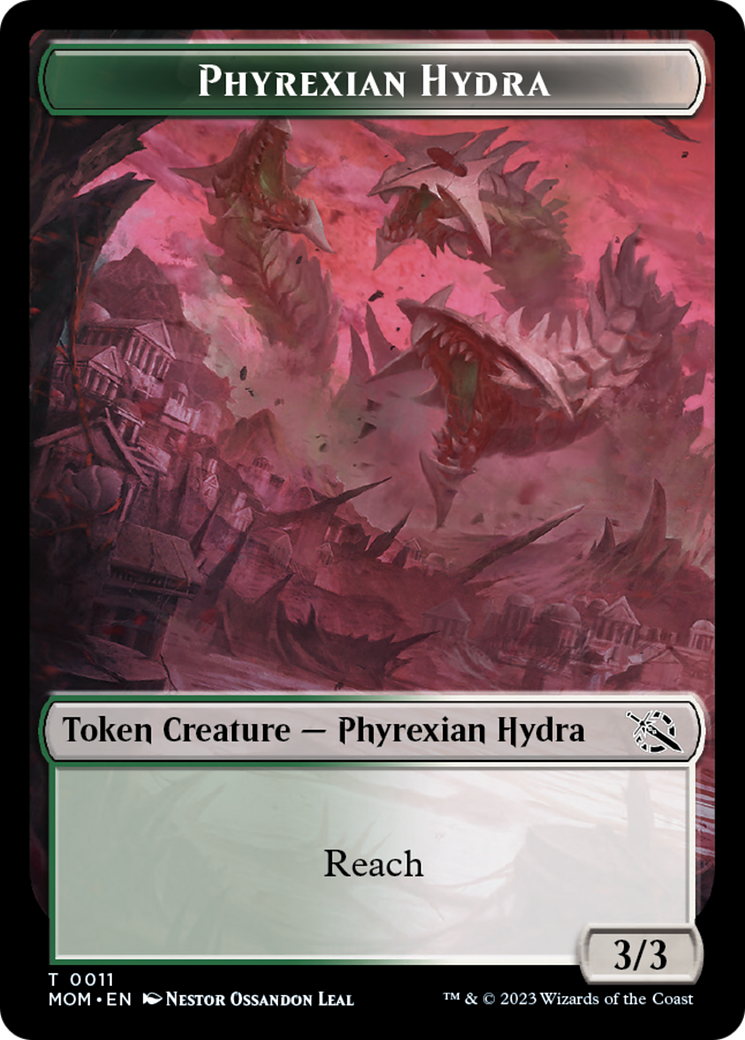 Warrior // Phyrexian Hydra (11) Double-Sided Token [March of the Machine Tokens] | Dumpster Cat Games