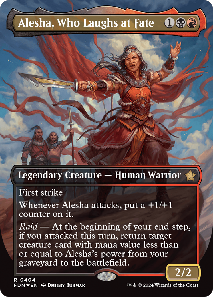 Alesha, Who Laughs at Fate (Borderless) (Mana Foil) [Foundations] | Dumpster Cat Games