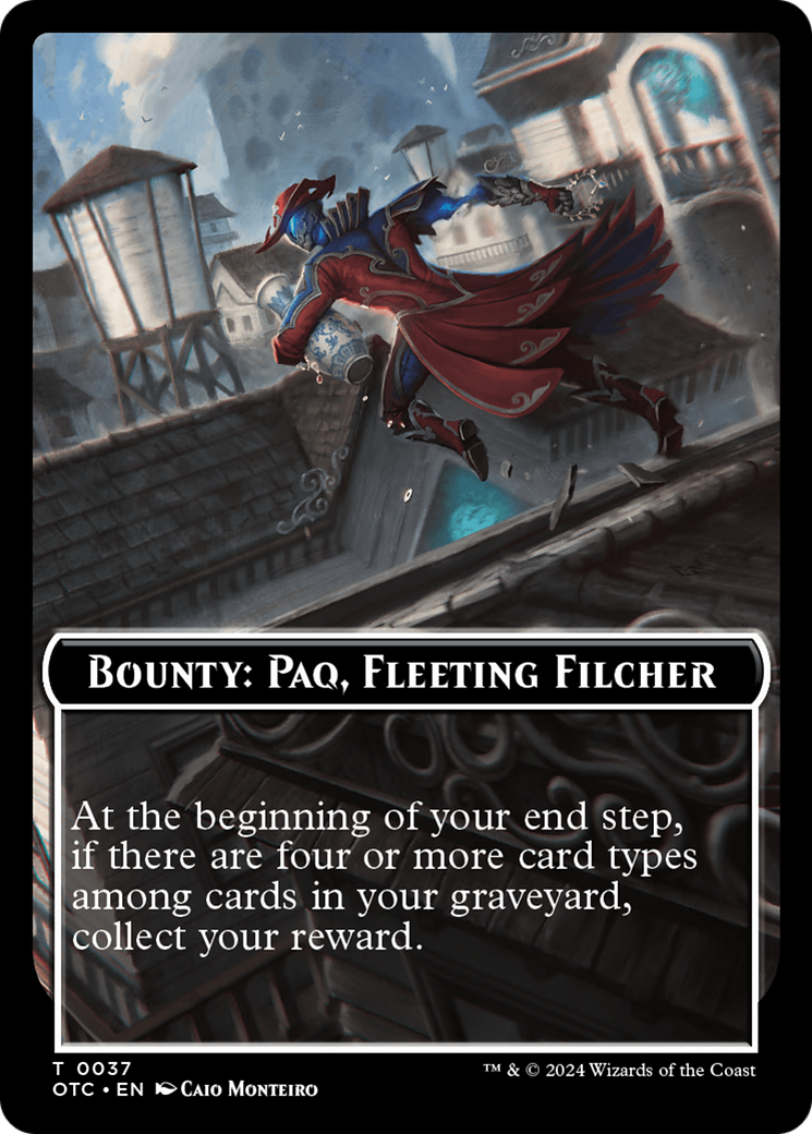 Bounty: Paq, Fleeting Filcher // Bounty Rules Double-Sided Token [Outlaws of Thunder Junction Commander Tokens] | Dumpster Cat Games