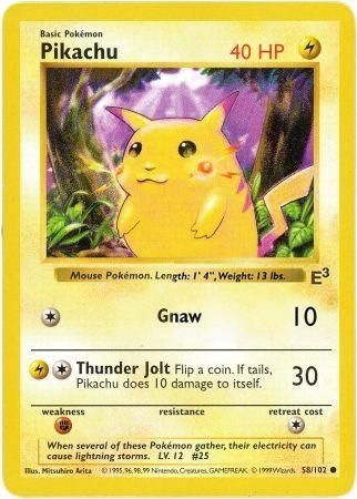 Pikachu (58/102) (E3 Stamped Promo with Red Cheeks) [Miscellaneous Cards] | Dumpster Cat Games