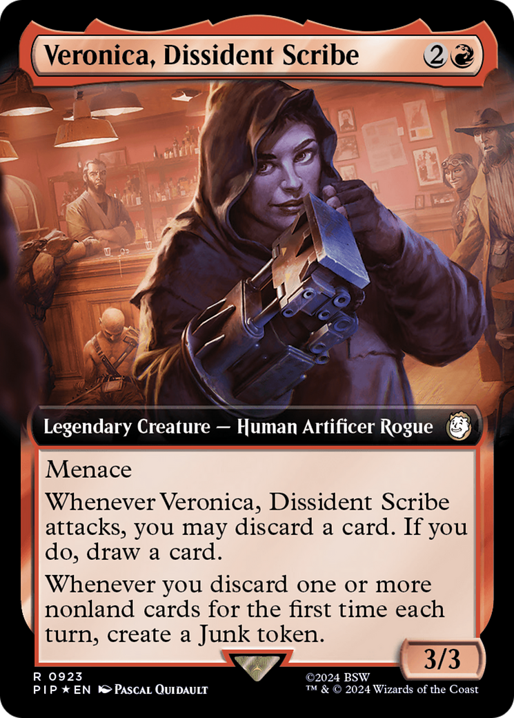 Veronica, Dissident Scribe (Extended Art) (Surge Foil) [Fallout] | Dumpster Cat Games