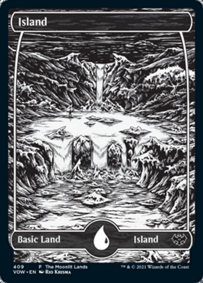 Island (The Moonlit Lands) (Foil Etched) [Innistrad: Crimson Vow Promos] | Dumpster Cat Games