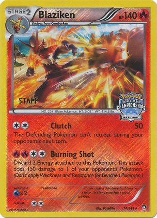 Blaziken (14/111) (Staff National Championship Promo) [XY: Furious Fists] | Dumpster Cat Games