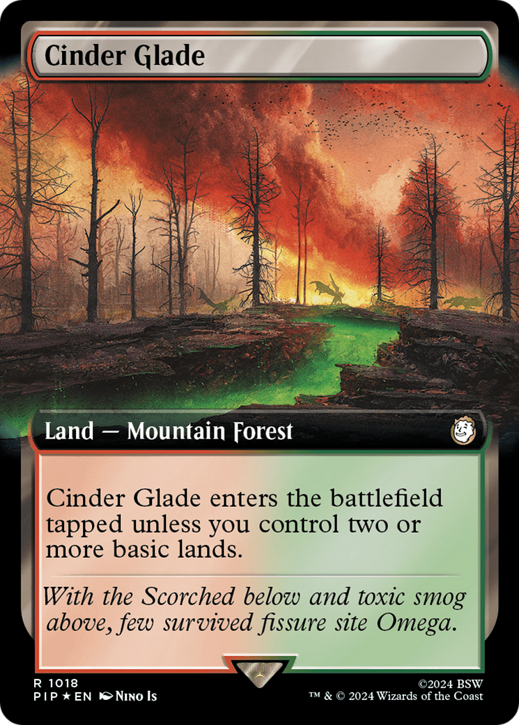 Cinder Glade (Extended Art) (Surge Foil) [Fallout] | Dumpster Cat Games