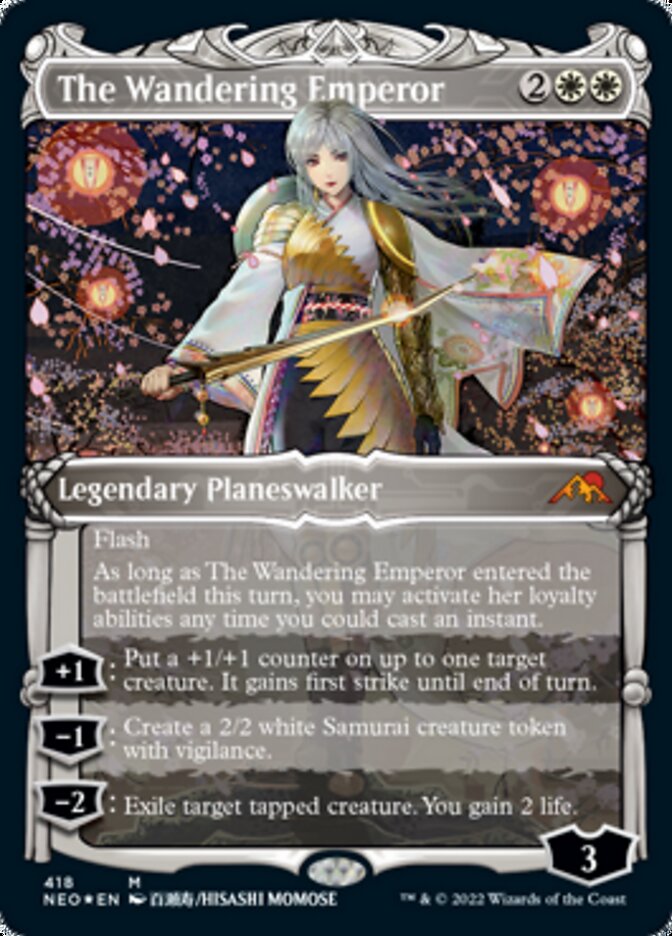 The Wandering Emperor (Showcase) (Foil Etched) [Kamigawa: Neon Dynasty] | Dumpster Cat Games