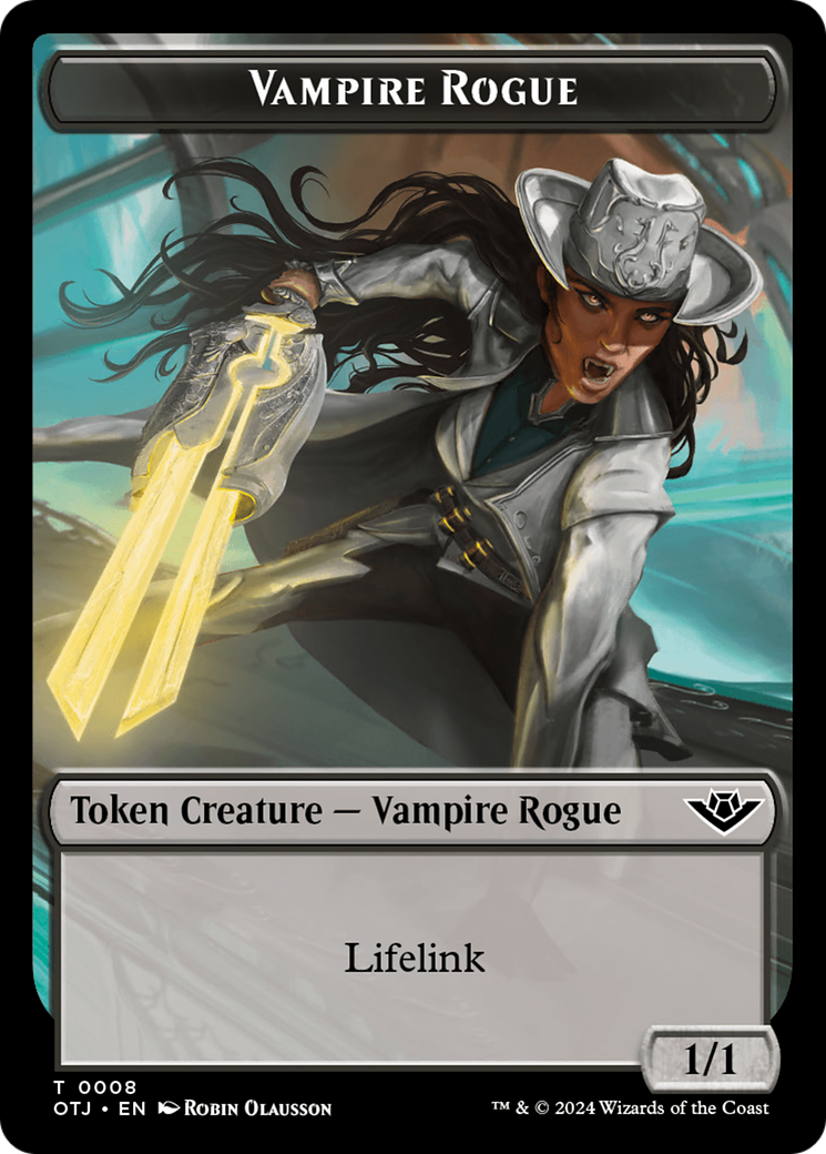 Vampire Rogue // Plot Double-Sided Token [Outlaws of Thunder Junction Tokens] | Dumpster Cat Games