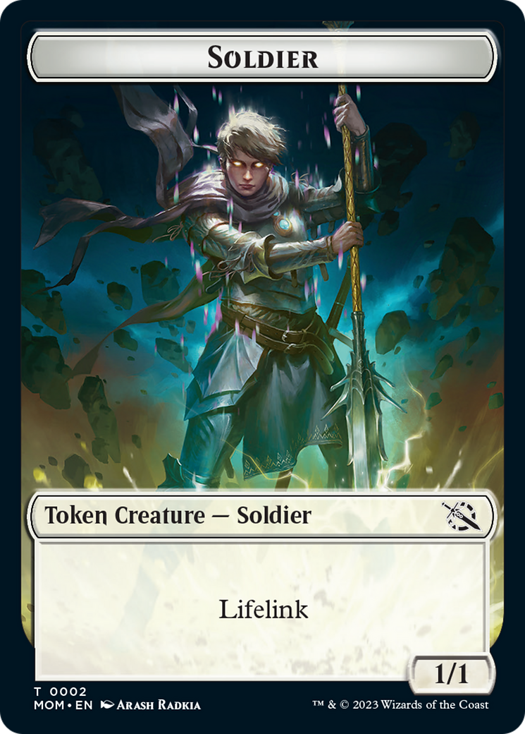 Soldier // Teferi Akosa of Zhalfir Emblem Double-Sided Token [March of the Machine Tokens] | Dumpster Cat Games