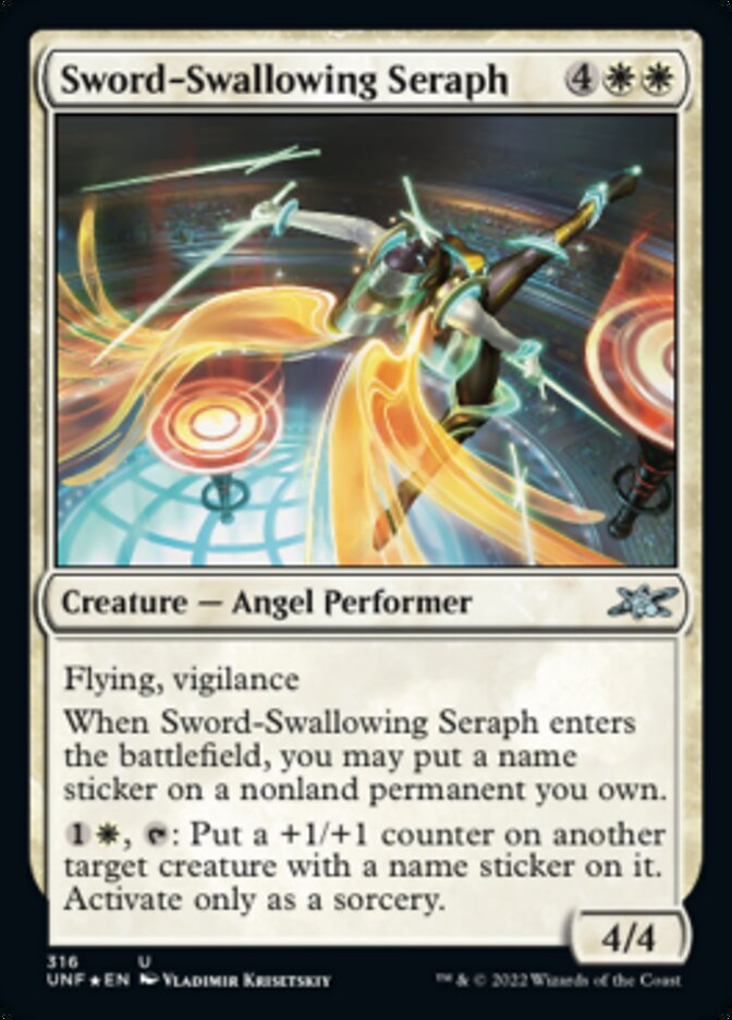 Sword-Swallowing Seraph (Galaxy Foil) [Unfinity] | Dumpster Cat Games