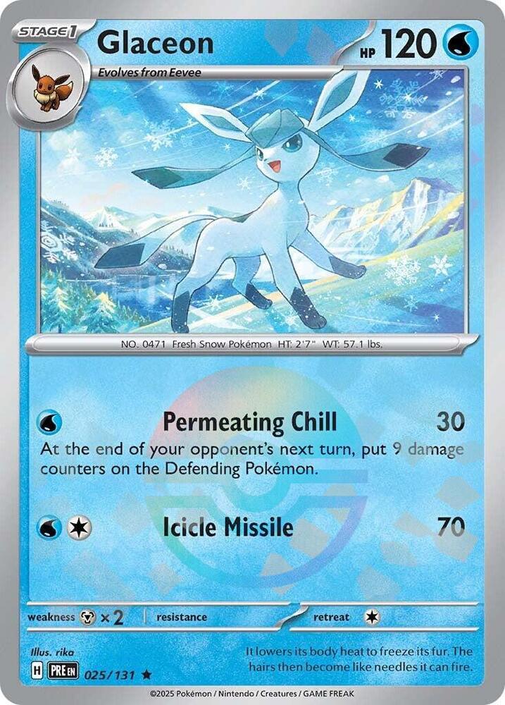 Glaceon (025/131) (Poke Ball Pattern) [Scarlet & Violet: Prismatic Evolutions] | Dumpster Cat Games