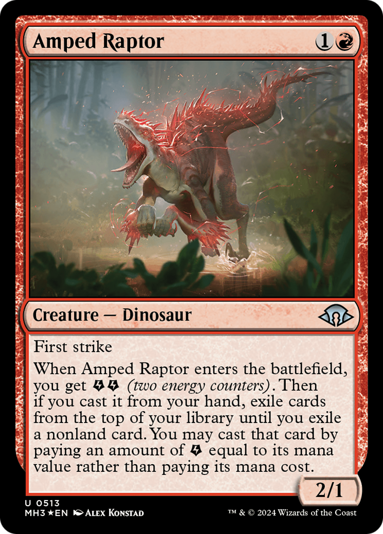 Amped Raptor (Ripple Foil) [Modern Horizons 3] | Dumpster Cat Games