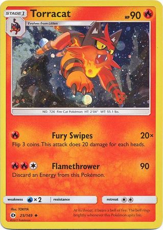 Torracat (25/149) (Cosmos Holo) [Sun & Moon: Base Set] | Dumpster Cat Games