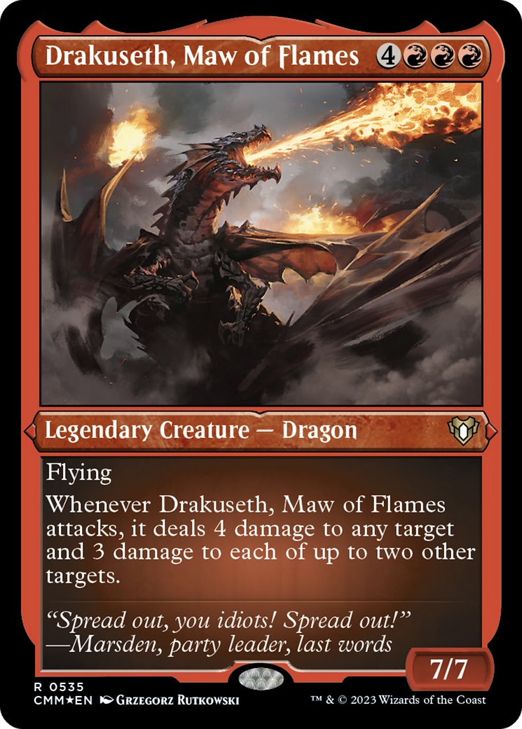 Drakuseth, Maw of Flames (Foil Etched) [Commander Masters] | Dumpster Cat Games