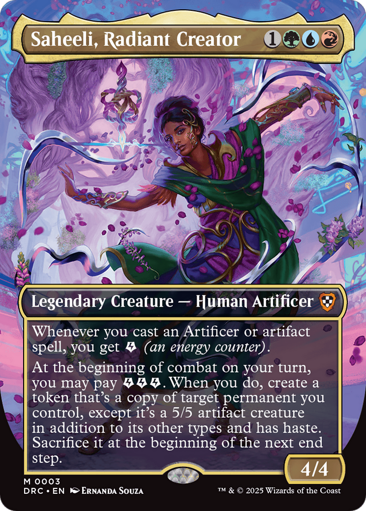 Saheeli, Radiant Creator (Borderless) [Aetherdrift Commander] | Dumpster Cat Games