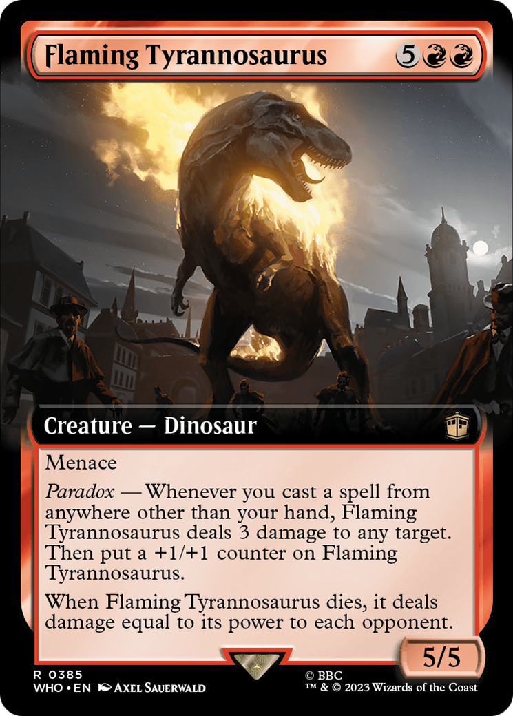 Flaming Tyrannosaurus (Extended Art) [Doctor Who] | Dumpster Cat Games