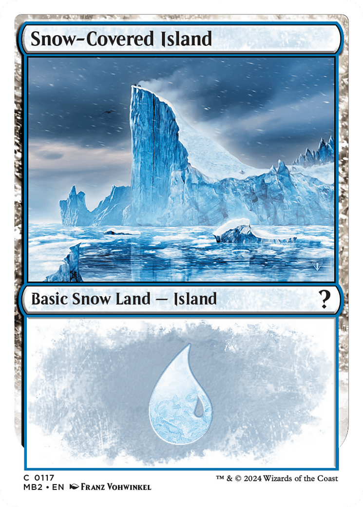 Snow-Covered Island (White Border) [Mystery Booster 2] | Dumpster Cat Games