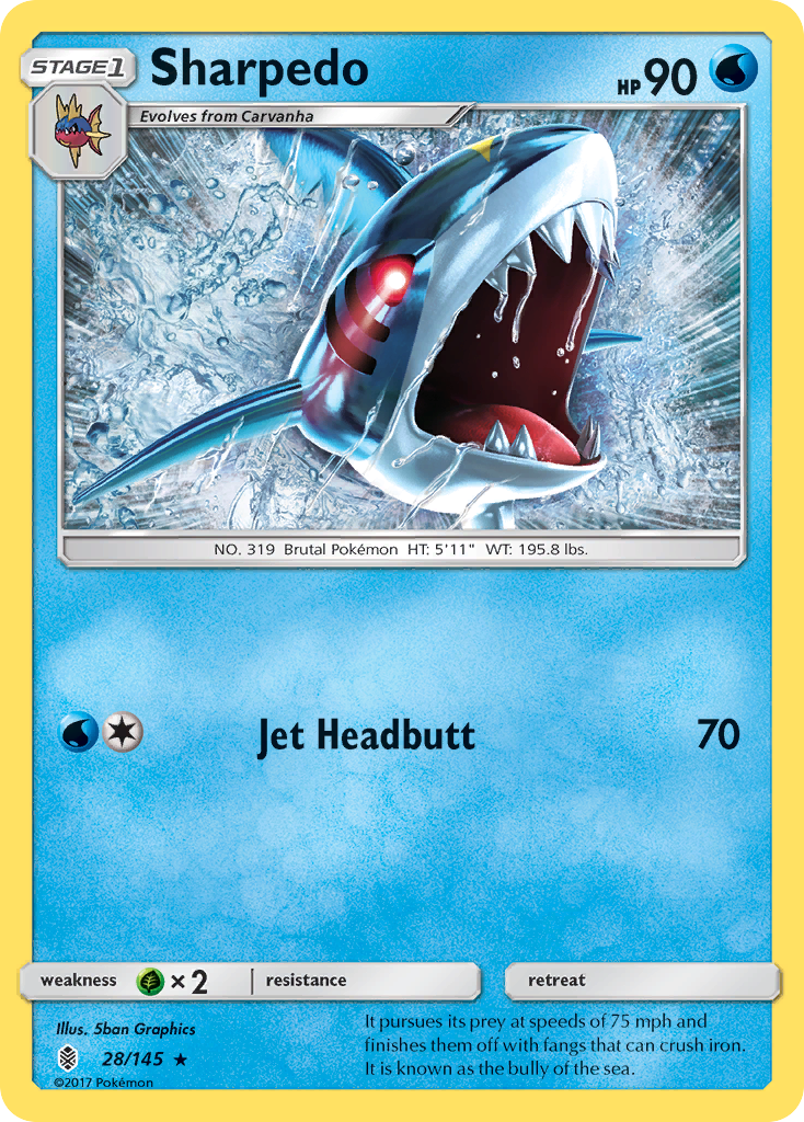 Sharpedo (28/145) [Sun & Moon: Guardians Rising] | Dumpster Cat Games