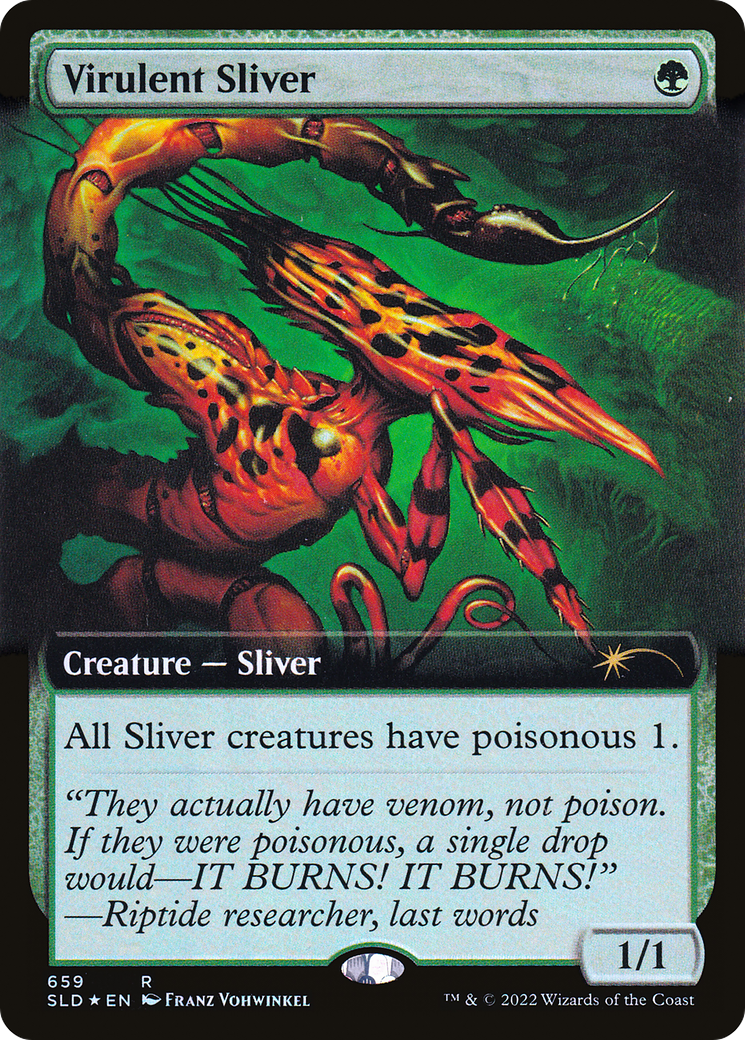 Virulent Sliver (Extended Art) (Step-and-Compleat Foil) [Secret Lair Drop Promos] | Dumpster Cat Games