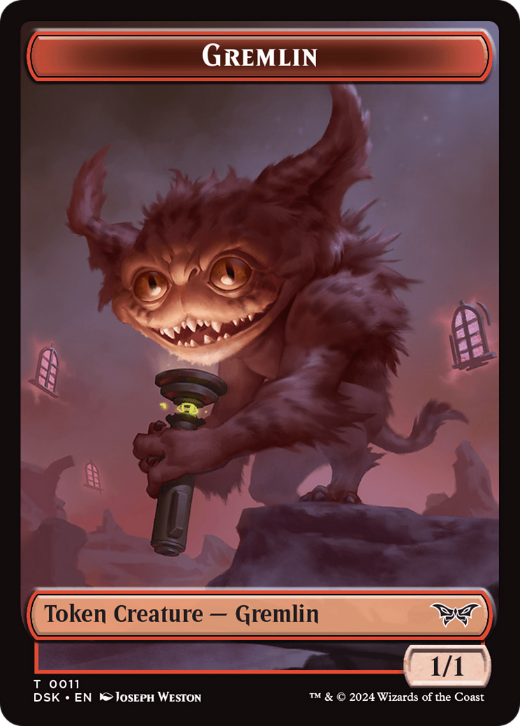 Glimmer // Gremlin Double-Sided Token [Duskmourn: House of Horror Tokens] | Dumpster Cat Games