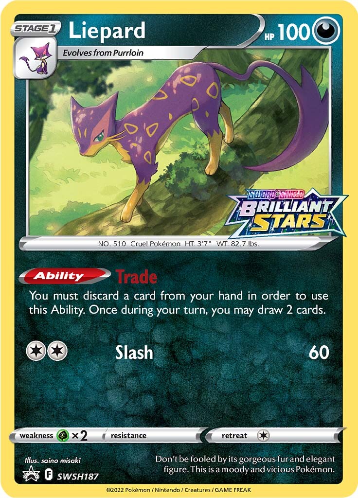 Liepard (SWSH187) (Prerelease Promo) [Sword & Shield: Black Star Promos] | Dumpster Cat Games