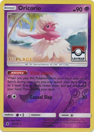 Oricorio (55/145) (League Promo 1st Place) [Sun & Moon: Guardians Rising] | Dumpster Cat Games