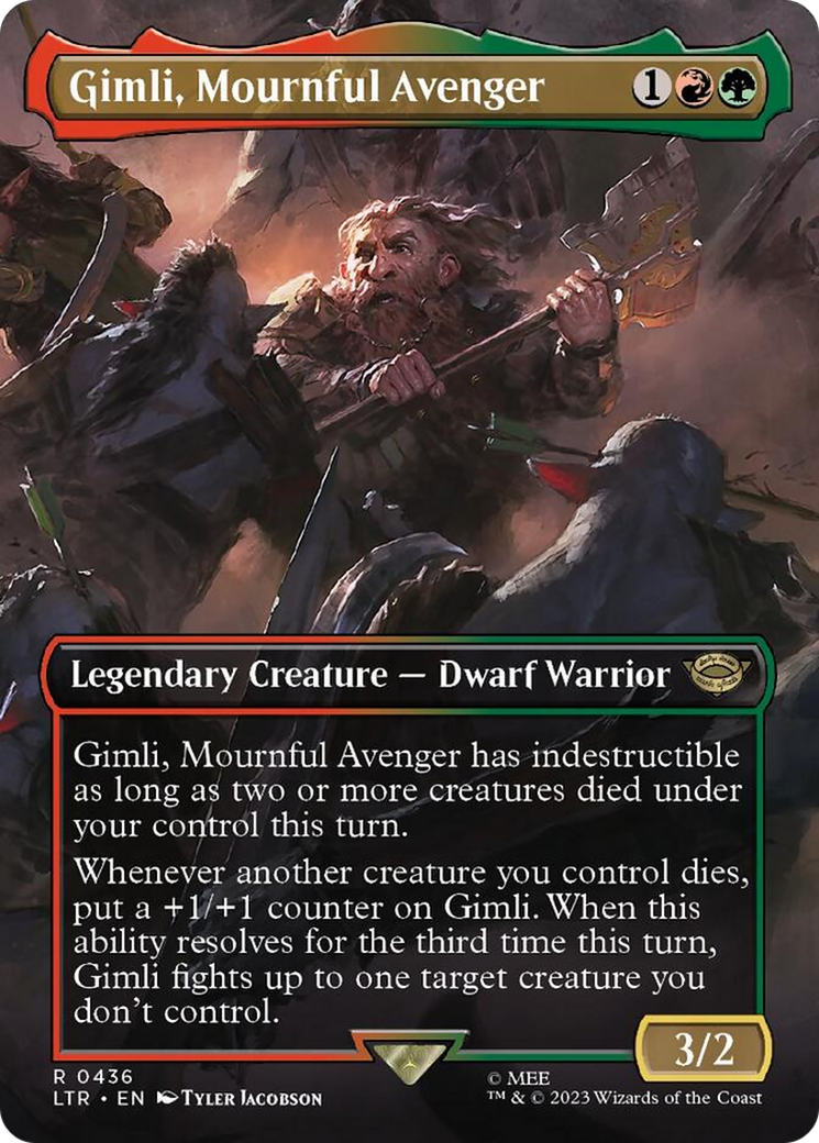 Gimli, Mournful Avenger (Borderless Alternate Art) [The Lord of the Rings: Tales of Middle-Earth] | Dumpster Cat Games