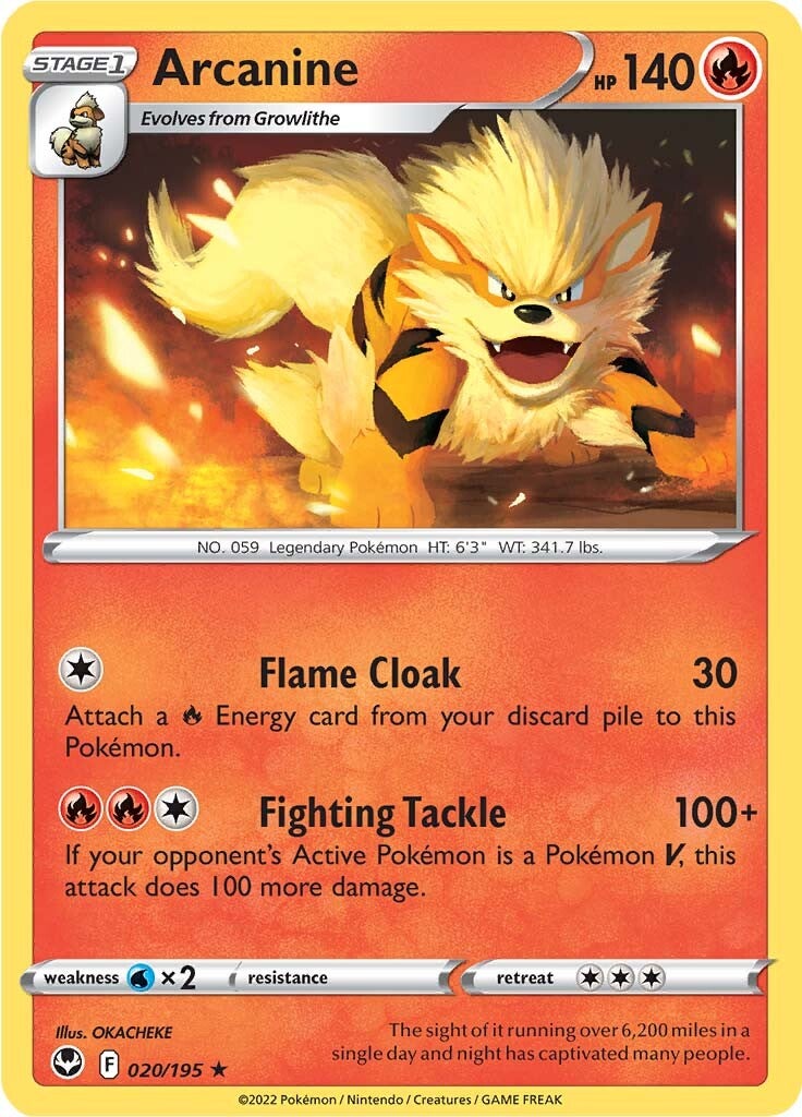 Arcanine (020/195) [Sword & Shield: Silver Tempest] | Dumpster Cat Games