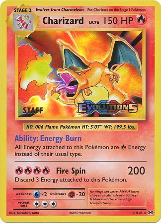 Charizard (11/108) (XY Evolutions Staff Prerelease) [XY: Black Star Promos] | Dumpster Cat Games