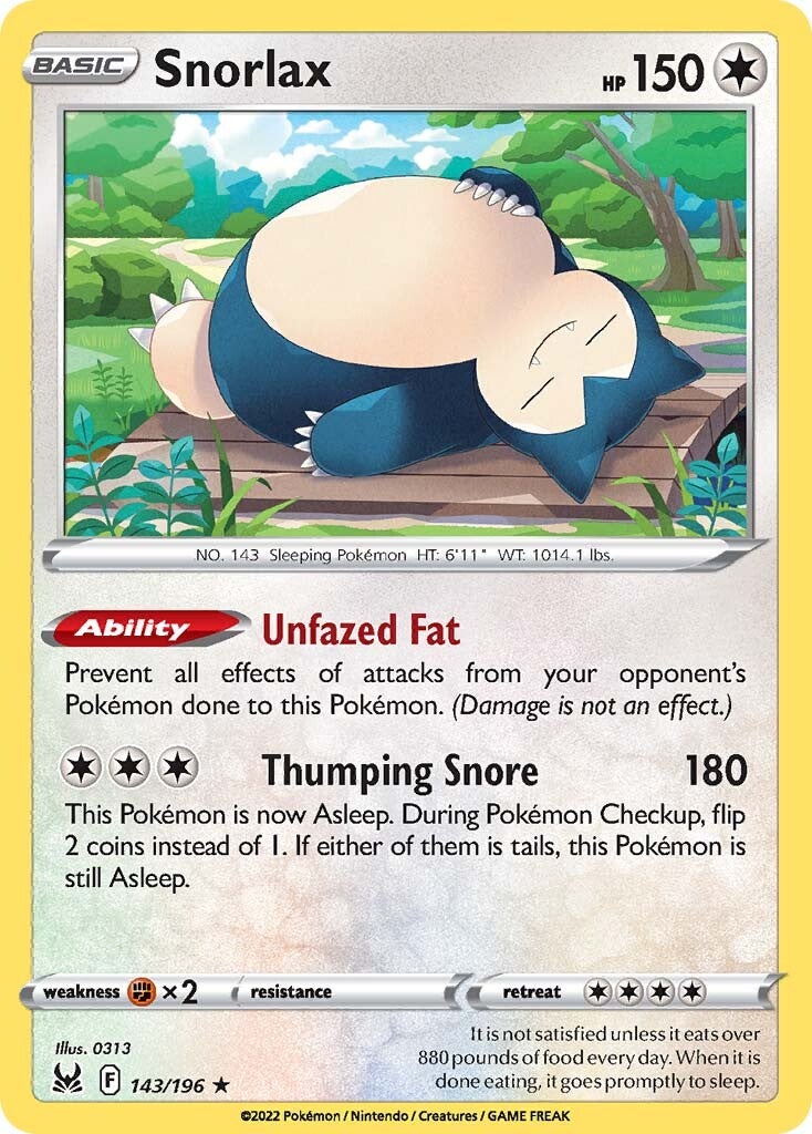 Snorlax (143/196) [Sword & Shield: Lost Origin] | Dumpster Cat Games