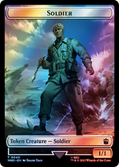 Soldier // Dinosaur Double-Sided Token (Surge Foil) [Doctor Who Tokens] | Dumpster Cat Games